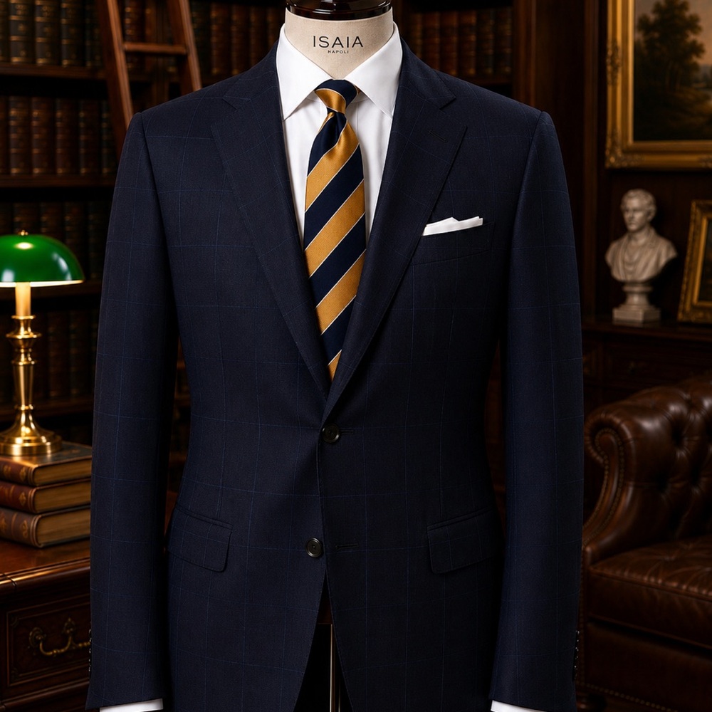ISAIA Navy Light Weight Summer Suit in Airy Cashmere & Silk